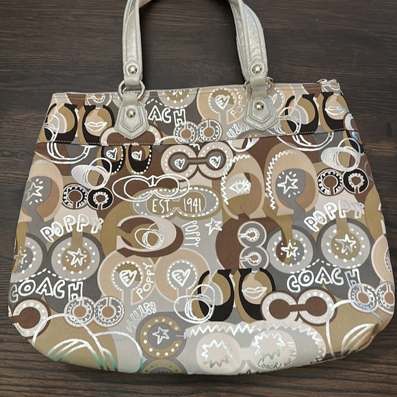 Coach Poppy Khaki Silver Multicolored shoulder bag - Picture 6 of 12